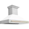 image48quot ZLINE Autograph Edition Stainless Steel Range Hood with White Matte Shell and Polished Gold Handle
