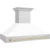 image48quot ZLINE Autograph Edition Stainless Steel Range Hood with White Matte Shell and Polished Gold Handle
