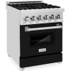 imageZLINE 24 in 28 cu ft Legacy Dual Fuel Range with 4 Burner Gas Cooktop and Electric Convection Oven in Stainless Steel and Black Matte Door RABLM24