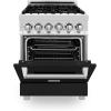 imageZLINE 24 in 28 cu ft Legacy Dual Fuel Range with 4 Burner Gas Cooktop and Electric Convection Oven in Stainless Steel and Black Matte Door RABLM24