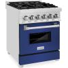 imageZLINE 24 in 28 cu ft Legacy Dual Fuel Range with 4 Burner Gas Cooktop and Electric Convection Oven in Stainless Steel and Blue Matte Door RABM24