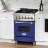 imageZLINE 24 in 28 cu ft Legacy Dual Fuel Range with 4 Burner Gas Cooktop and Electric Convection Oven in Stainless Steel and Blue Matte Door RABM24