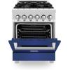 imageZLINE 24 in 28 cu ft Legacy Dual Fuel Range with 4 Burner Gas Cooktop and Electric Convection Oven in Stainless Steel and Blue Matte Door RABM24