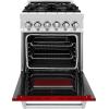 imageZLINE 24 in 28 cu ft Legacy Dual Fuel Range with 4 Burner Gas Cooktop and Electric Convection Oven in Stainless Steel and Red Gloss Door RARG24