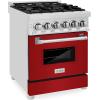 imageZLINE 24 in 28 cu ft Legacy Dual Fuel Range with 4 Burner Gas Cooktop and Electric Convection Oven in Stainless Steel and Red Gloss Door RARG24
