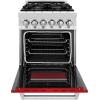 imageZLINE 24 in 28 cu ft Legacy Dual Fuel Range with 4 Burner Gas Cooktop and Electric Convection Oven in Stainless Steel and Red Matte Door RARM24