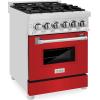 imageZLINE 24 in 28 cu ft Legacy Dual Fuel Range with 4 Burner Gas Cooktop and Electric Convection Oven in Stainless Steel and Red Matte Door RARM24