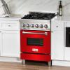imageZLINE 24 in 28 cu ft Legacy Dual Fuel Range with 4 Burner Gas Cooktop and Electric Convection Oven in Stainless Steel and Red Matte Door RARM24