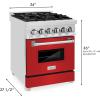 imageZLINE 24 in 28 cu ft Legacy Dual Fuel Range with 4 Burner Gas Cooktop and Electric Convection Oven in Stainless Steel and Red Matte Door RARM24