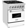 imageZLINE 24 in 28 cu ft Legacy Dual Fuel Range with 4 Burner Gas Cooktop and Electric Convection Oven in Stainless Steel and White Matte Door RAWM24