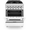 imageZLINE 24 in 28 cu ft Legacy Dual Fuel Range with 4 Burner Gas Cooktop and Electric Convection Oven in Stainless Steel and White Matte Door RAWM24