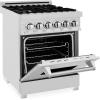 imageZLINE 24 in Professional 28 cu ft 4 Dual Fuel Range in DuraSnow Stainless Steel with Brass Burners RASSNBR24