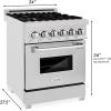 imageZLINE 24 in Professional 28 cu ft 4 Dual Fuel Range in DuraSnow Stainless Steel with Brass Burners RASSNBR24