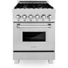 imageZLINE 24 in Professional 28 cu ft 4 Dual Fuel Range in DuraSnow Stainless Steel with Brass Burners RASSNBR24