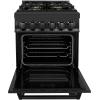 imageZLINE 24quot 28 cu ft Dual Fuel Range with Gas Stove and Electric Oven in Black Stainless Steel with Brass Burners RABBR24