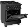 imageZLINE 24quot 28 cu ft Dual Fuel Range with Gas Stove and Electric Oven in Black Stainless Steel with Brass Burners RABBR24