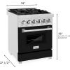 imageZLINE 24quot 28 cu ft Dual Fuel Range with Gas Stove and Electric Oven in DuraSnow Stainless Steel and Black Matte Door RASBLM24