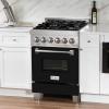 imageZLINE 24quot 28 cu ft Dual Fuel Range with Gas Stove and Electric Oven in DuraSnow Stainless Steel and Black Matte Door RASBLM24