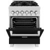 imageZLINE 24quot 28 cu ft Dual Fuel Range with Gas Stove and Electric Oven in DuraSnow Stainless Steel and Black Matte Door RASBLM24
