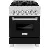 imageZLINE 24quot 28 cu ft Dual Fuel Range with Gas Stove and Electric Oven in DuraSnow Stainless Steel and Black Matte Door RASBLM24