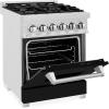 imageZLINE 24quot 28 cu ft Dual Fuel Range with Gas Stove and Electric Oven in DuraSnow Stainless Steel and Black Matte Door RASBLM24