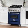 imageZLINE 24quot 28 cu ft Dual Fuel Range with Gas Stove and Electric Oven in DuraSnow Stainless Steel and Blue Gloss Door RASBG24