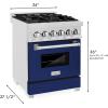 imageZLINE 24quot 28 cu ft Dual Fuel Range with Gas Stove and Electric Oven in DuraSnow Stainless Steel and Blue Gloss Door RASBG24