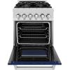 imageZLINE 24quot 28 cu ft Dual Fuel Range with Gas Stove and Electric Oven in DuraSnow Stainless Steel and Blue Gloss Door RASBG24