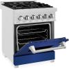 imageZLINE 24quot 28 cu ft Dual Fuel Range with Gas Stove and Electric Oven in DuraSnow Stainless Steel and Blue Matte Door RASBM24