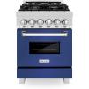 imageZLINE 24quot 28 cu ft Dual Fuel Range with Gas Stove and Electric Oven in DuraSnow Stainless Steel and Blue Matte Door RASBM24