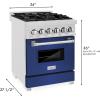 imageZLINE 24quot 28 cu ft Dual Fuel Range with Gas Stove and Electric Oven in DuraSnow Stainless Steel and Blue Matte Door RASBM24