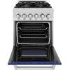 imageZLINE 24quot 28 cu ft Dual Fuel Range with Gas Stove and Electric Oven in DuraSnow Stainless Steel and Blue Matte Door RASBM24