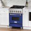 imageZLINE 24quot 28 cu ft Dual Fuel Range with Gas Stove and Electric Oven in DuraSnow Stainless Steel and Blue Matte Door RASBM24
