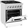imageZLINE 24quot 28 cu ft Dual Fuel Range with Gas Stove and Electric Oven in DuraSnow Stainless Steel and White Matte Door RASWM24