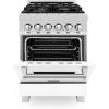 imageZLINE 24quot 28 cu ft Dual Fuel Range with Gas Stove and Electric Oven in DuraSnow Stainless Steel and White Matte Door RASWM24
