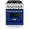 imageZLINE 24quot 28 cu ft Dual Fuel Range with Gas Stove and Electric Oven in Stainless Steel and Blue Gloss Door RABG24