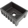 imageZLINE 24quot Venice Farmhouse Apron Front Reversible Single Bowl Fireclay Kitchen Sink with Bottom Grid in Charcoal FRC5120CL24