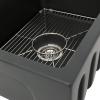 imageZLINE 24quot Venice Farmhouse Apron Front Reversible Single Bowl Fireclay Kitchen Sink with Bottom Grid in Charcoal FRC5120CL24