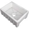 imageZLINE 24quot Venice Farmhouse Apron Front Reversible Single Bowl Fireclay Kitchen Sink with Bottom Grid in White Matte FRC5120WM24