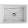 imageZLINE 24quot Venice Farmhouse Apron Front Reversible Single Bowl Fireclay Kitchen Sink with Bottom Grid in White Matte FRC5120WM24
