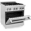 imageZLINE 30 Inch 40 Cubic Foot Stainless Steel Dual Fuel Range with 4 Burner Porcelain Cooktop Gas Stove Cast Iron Grill and Electric Convection Oven