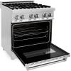imageZLINE 30 Inch 40 Cubic Foot Stainless Steel Dual Fuel Range with 4 Burner Porcelain Cooktop Gas Stove Cast Iron Grill and Electric Convection Oven