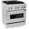 imageZLINE 30 in 40 cu ft Legacy Dual Fuel Range with 4 Burner Gas Cooktop and Electric Convection Oven in Satin Stainless Steel RASSN30
