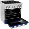imageZLINE 30 in 40 cu ft Legacy Dual Fuel Range with 4 Burner Gas Cooktop and Electric Convection Oven in Stainless Steel and Blue Gloss Door RABG30