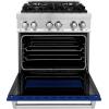 imageZLINE 30 in 40 cu ft Legacy Dual Fuel Range with 4 Burner Gas Cooktop and Electric Convection Oven in Stainless Steel and Blue Gloss Door RABG30
