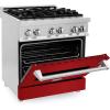 imageZLINE 30 in 40 cu ft Legacy Dual Fuel Range with 4 Burner Gas Cooktop and Electric Convection Oven in Stainless Steel and Red Gloss Door RARG30