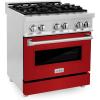 imageZLINE 30 in 40 cu ft Legacy Dual Fuel Range with 4 Burner Gas Cooktop and Electric Convection Oven in Stainless Steel and Red Gloss Door RARG30