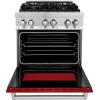 imageZLINE 30 in 40 cu ft Legacy Dual Fuel Range with 4 Burner Gas Cooktop and Electric Convection Oven in Stainless Steel and Red Gloss Door RARG30