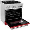 imageZLINE 30 in 40 cu ft Legacy Dual Fuel Range with 4 Burner Gas Cooktop and Electric Convection Oven in Stainless Steel and Red Matte Door RARM30