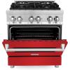 imageZLINE 30 in 40 cu ft Legacy Dual Fuel Range with 4 Burner Gas Cooktop and Electric Convection Oven in Stainless Steel and Red Matte Door RARM30